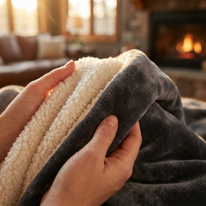 VARMA™ – Couverture chauffante en velours & sherpa